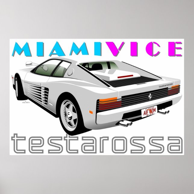 Ferrari Testarossa från Miami Vice Poster (Framsidan)