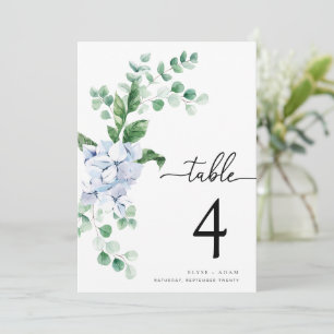 Ferras Blue Hydrangea Bröllop Bordsnummer