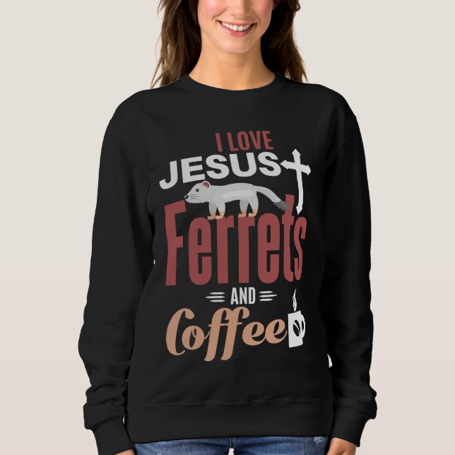 Ferre Jesus Coffee  Christian Ferret T Shirt (Framsida)