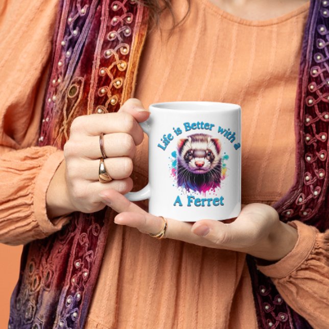 Ferret Älskare Coffee älskare Ferret Mamma Pappa Kaffemugg (Skapare uppladdad)