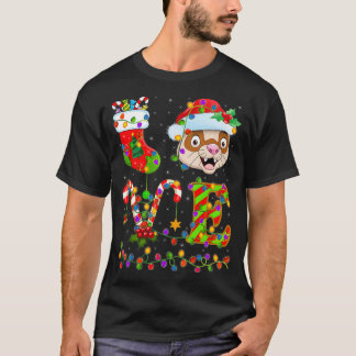 Ferret Älskare Julafton Lighting Santa Kärlek Ferr T Shirt
