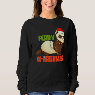 Ferret Animal Pet Ferry jul Santa Hat T Shirt