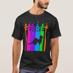 Ferret Animal Rainbow Bubble with Silhouette T Shirt