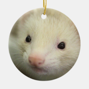 Ferret ansikte julgransprydnad keramik