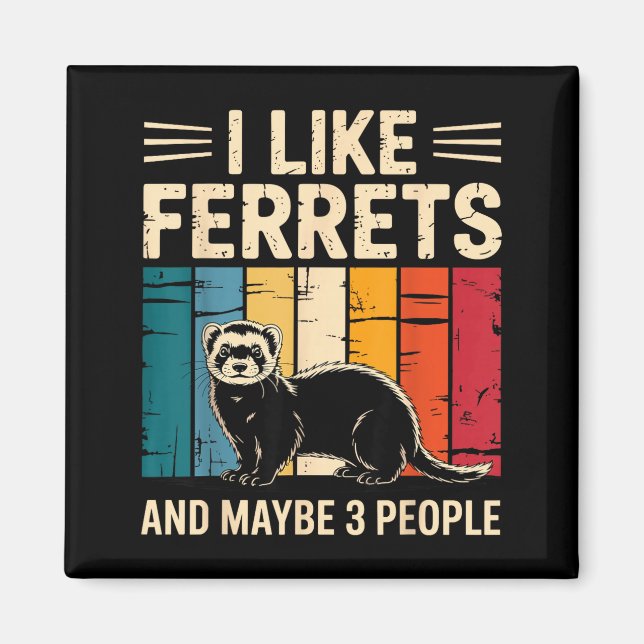 Ferret Art For Men Women Kids Pet Ferret Lovers Fe Magnet (Framsidan)