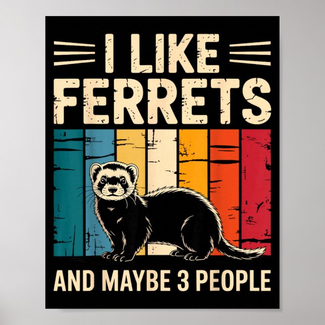Ferret Art For Men Women Kids Pet Ferret Lovers Fe Poster (Framsidan)