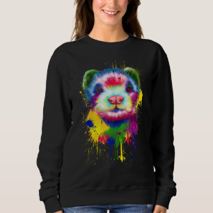 Ferret Artwork Ansikte Hand Painting Stänk Art Pet T Shirt