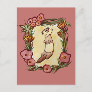Ferret Blommigt Nature Ferrets Ferrets Vykort