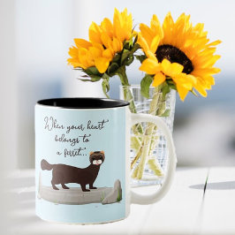 Ferret! Cute gift for ferret loving friend! Två-Tonad Mugg