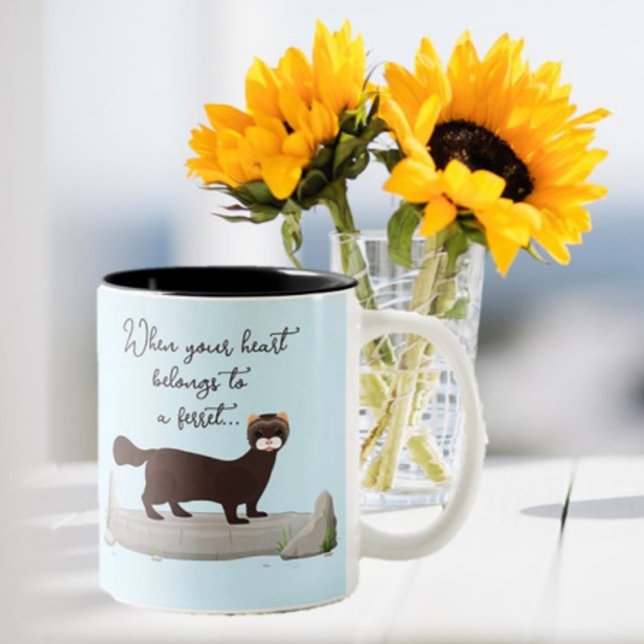 Ferret! Cute gift for ferret loving friend! Två-Tonad Mugg (Skapare uppladdad)