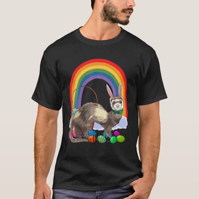 Ferret Cute Påskägg Bunny T Shirt (Framsida)