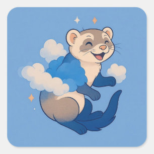 Ferret Fyrkantigt Klistermärke
