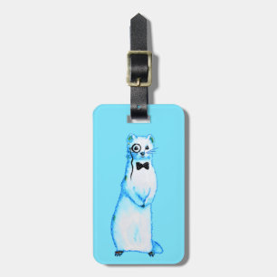 Ferret gentleman Watercolor with Monocle Bow Tie Bagagebricka