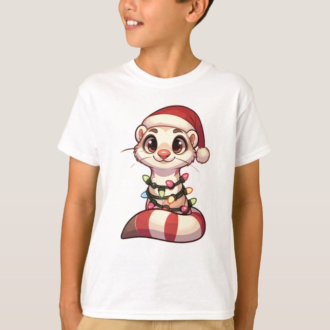 Ferret God jul Winter Animals Cute Ferrets T Shirt (Framsida)