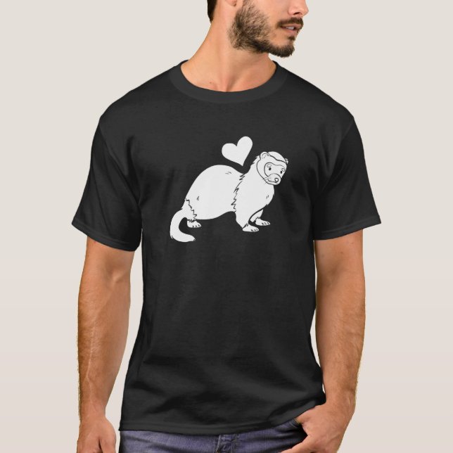 Ferret Heart - Furry Animal Weasel Ferret Premium T Shirt (Framsida)