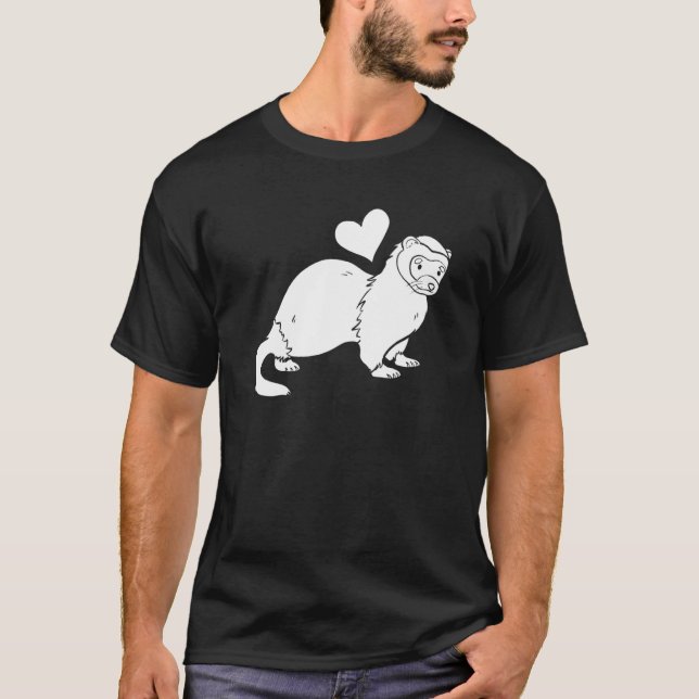 Ferret Heart - Furry Animal Weasel Ferret T Shirt (Framsida)