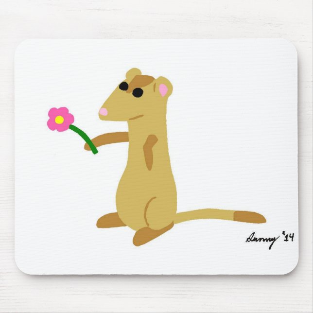 Ferret Holding A Flower Mousepad Musmatta (Framsidan)