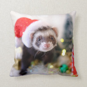 Ferret i jultomten i Santa Hat Dekoration Kudde