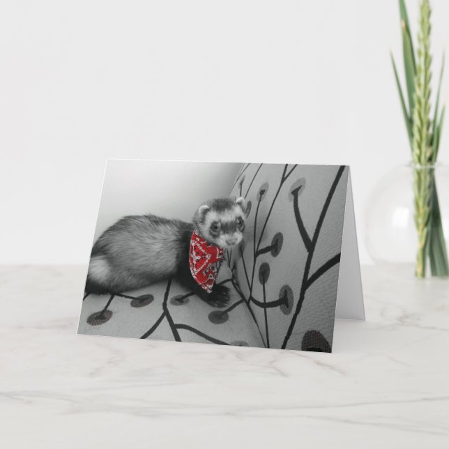 Ferret i Red Bandana Birthday Card Kort (Framsida)