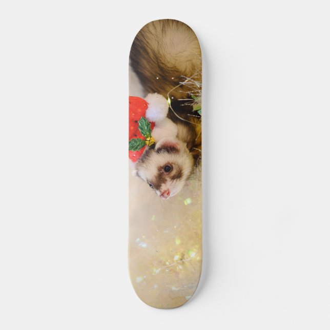 Ferret i Santa Hat Mini Skateboard Bräda 18,5 Cm (Framsida)