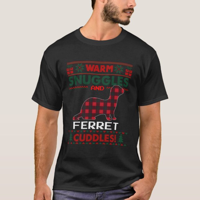 Ferret jul Pajama Shirt Polecat Ugly Christm T Shirt (Framsida)