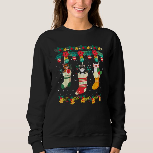 Ferret jul Socks X Mas Ljus Family Christm T Shirt (Framsida)
