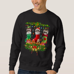 Ferret jul Socks X Mas Ljus Pajama Matchin Lång Ärmad Tröja