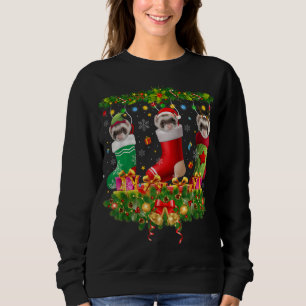 Ferret jul Socks X mas Ljus Pajama Matchin T Shirt