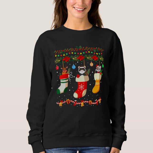 Ferret Julafton Socks Ferret jul-familjen Pajama T Shirt (Framsida)