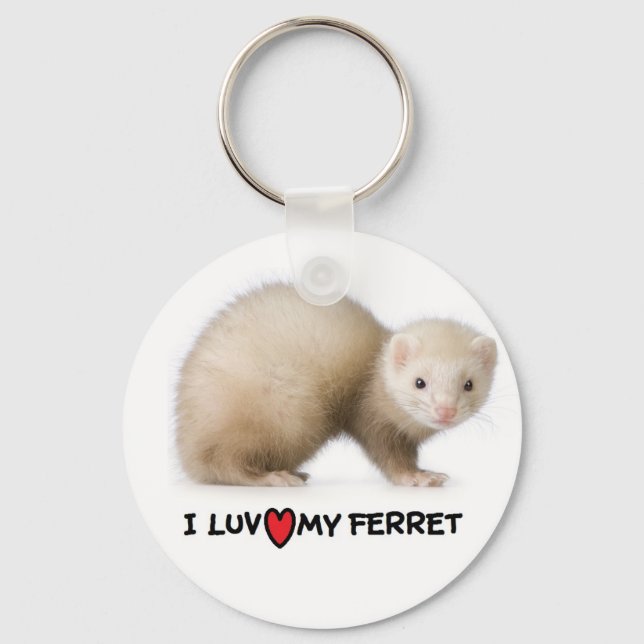 Ferret Keychain "I kärlek my Ferret" Nyckelring (Framsida)