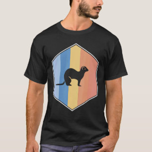 Ferret med Retro Färg i en hexagon T Shirt