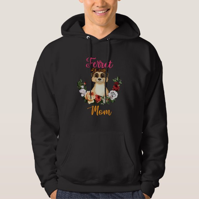 Ferret Mom Floral Ferret Bow Tie  Mother s Day Hoodie (Framsida)