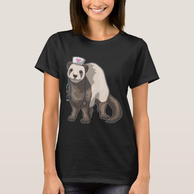 Ferret Nurse Stethoscope T Shirt (Framsida)