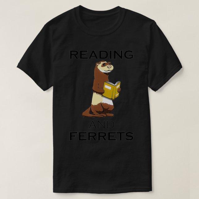 Ferret och Reading Bokar Cute Sstickande Rodent T Shirt (Design framsida)