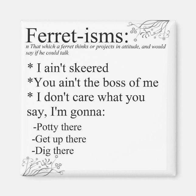 Ferret Ord eller Ferret-isms Magnet (Framsidan)