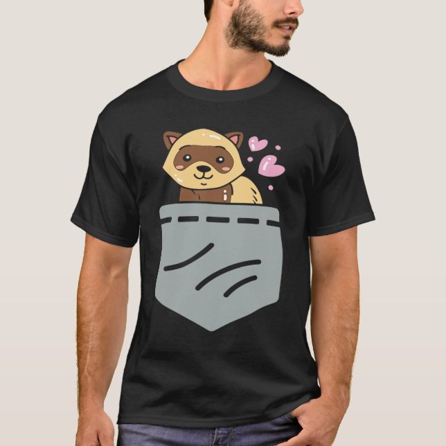 Ferret Pocket Funny Ferret T Shirt (Framsida)