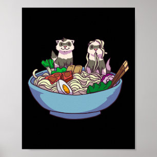 Ferret Ramen Noodles Anime Kawaii Japanska Otaku G Poster
