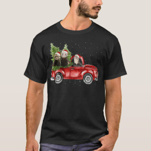 Ferret Riding Red Lastbil God jul Ferret Lov T Shirt