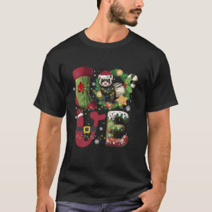 Ferret Santa Hat Julgran Ljus Ferret Kärlek T Shirt