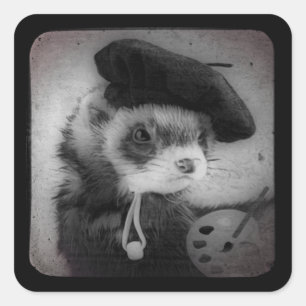 Ferret som artist fyrkantigt klistermärke