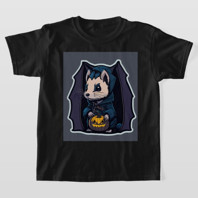 Ferret Spooky Fladdermus T Shirt (Laydown)