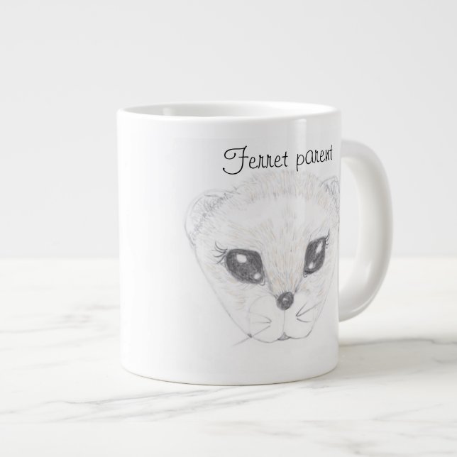 Ferret Teckning Jumbo Mugg (Framsida höger)