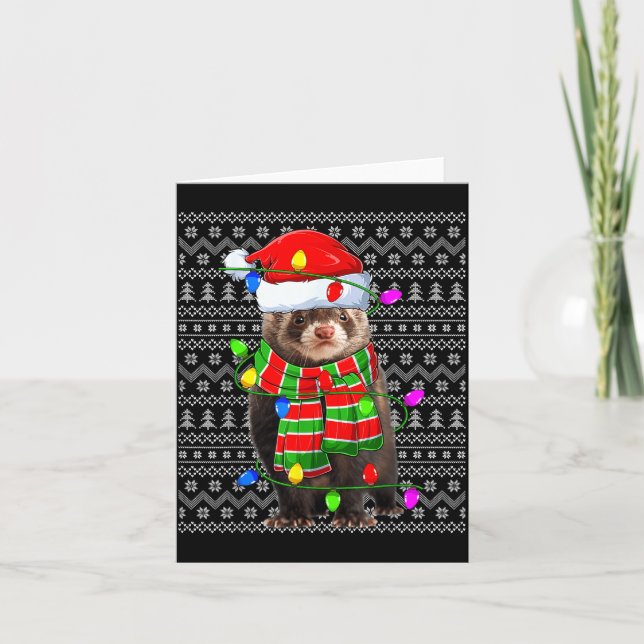 Ferret Ugly Xmas Lighting Santa Ferret Christmas  Kort (Framsida)