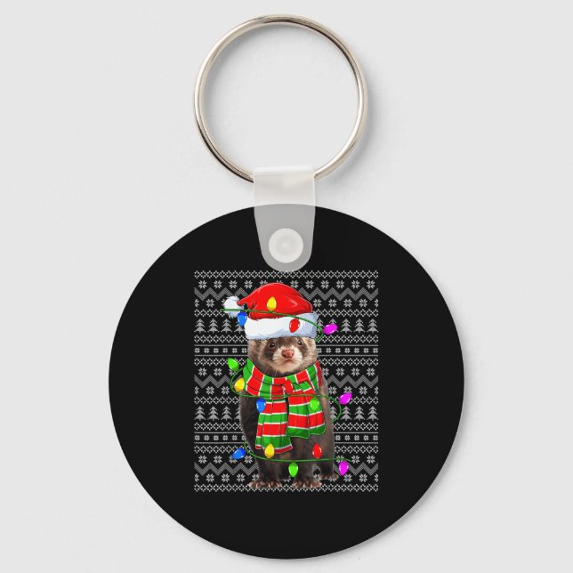 Ferret Ugly Xmas Lighting Santa Ferret Christmas  Nyckelring (Framsida)