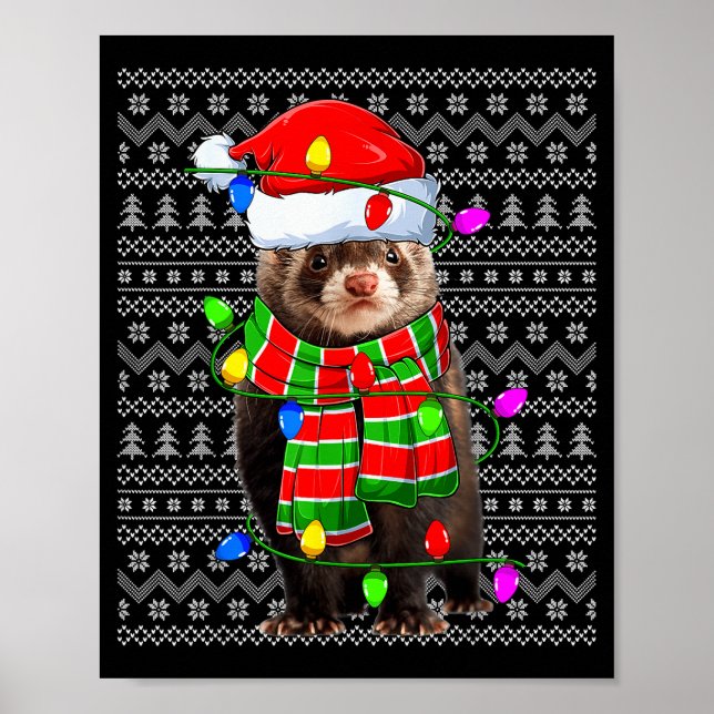 Ferret Ugly Xmas Lighting Santa Ferret Christmas  Poster (Framsidan)