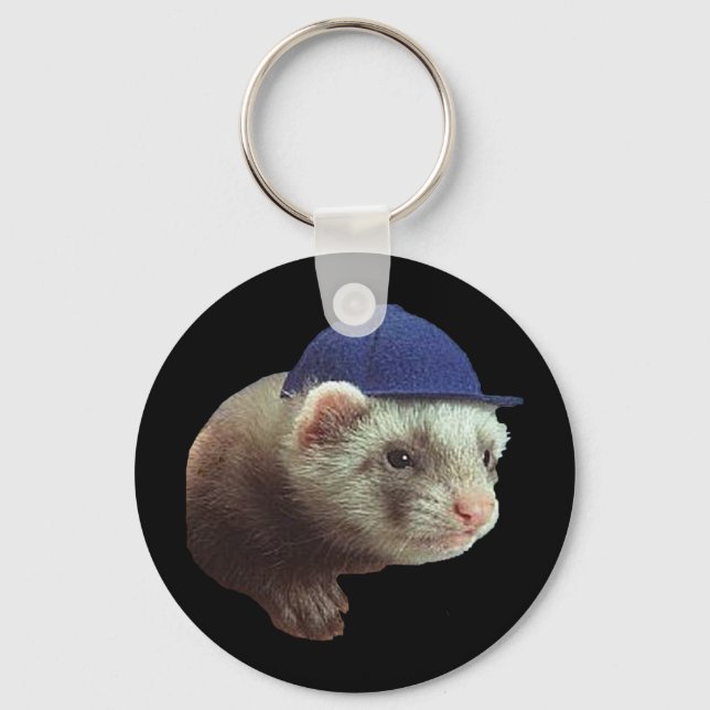 Ferret Wearing Hat Nyckelring (Framsida)