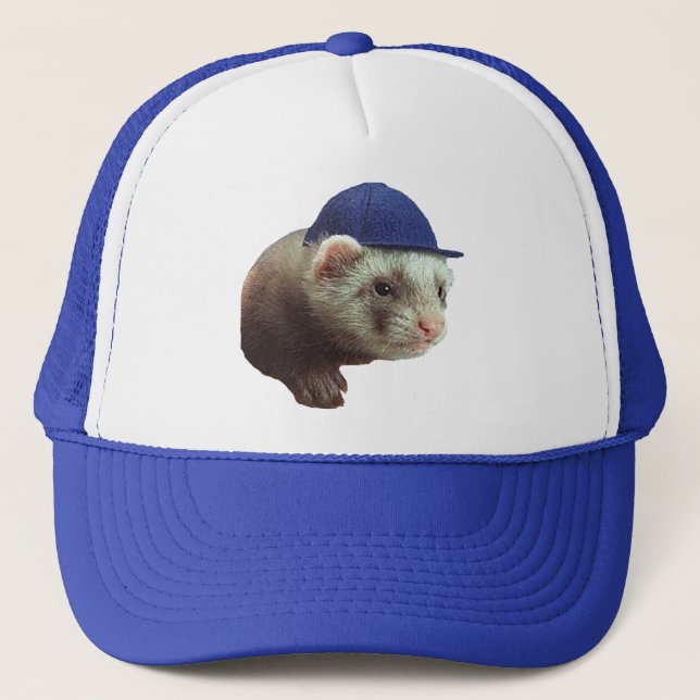 Ferret Wearing Hat on Hat Truckerkeps (Framsida)