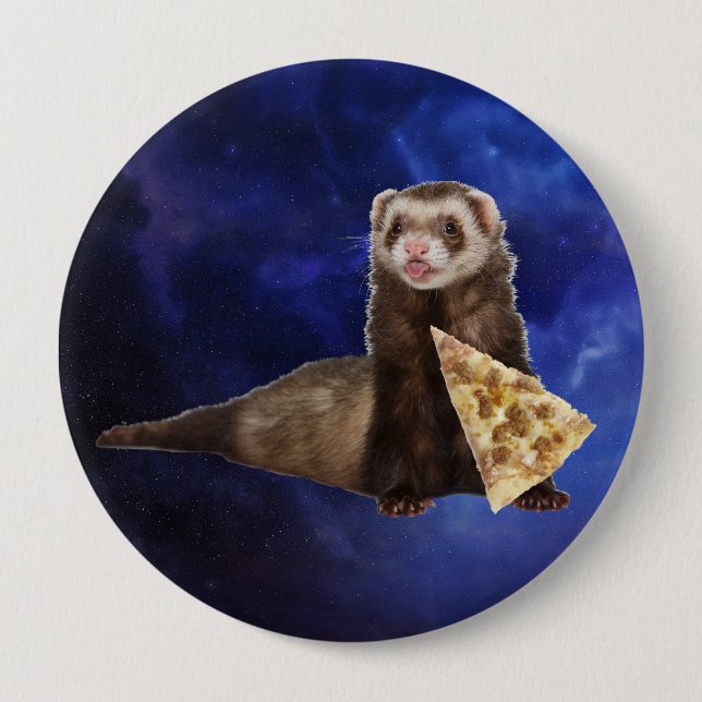 Ferret Weasel PIzza Slice Nebula Space Knapp (Framsida)