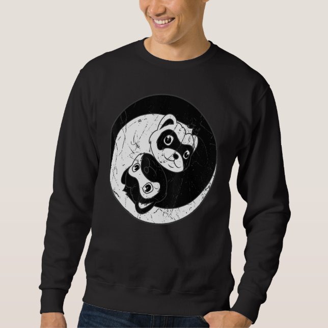 Ferret Ying Yang Domesticated Polecat Animal Lover Lång Ärmad Tröja (Framsida)