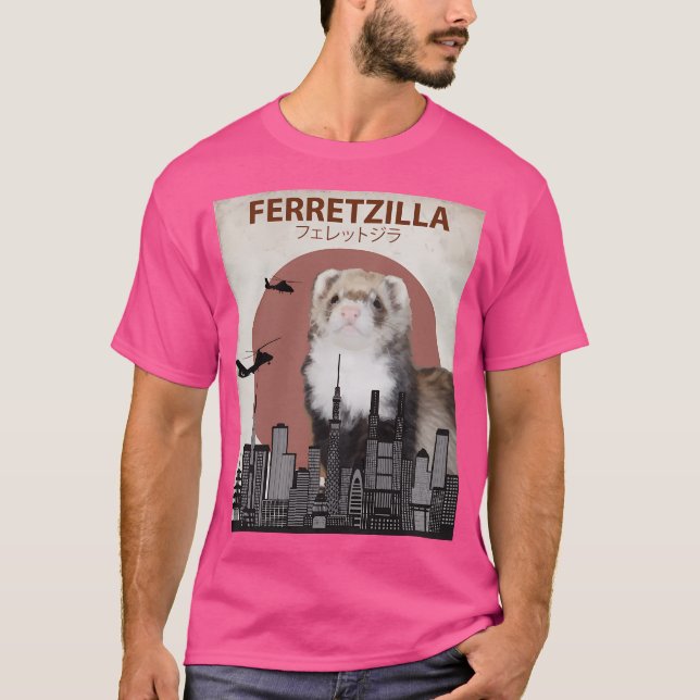 Ferretzilla - Funny Ferret Monster T Shirt (Framsida)